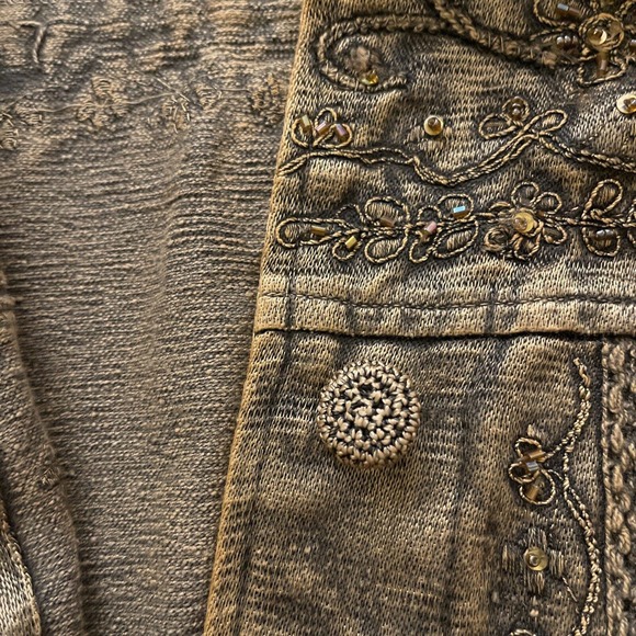 Vtg Metallic Medium Embroidered Crochet Lace Boho Flashback Blazer Jacket Women - Picture 5 of 16